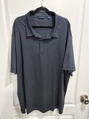 Cutter & Buck Men’s Polo Shirt Size 3XL Big 3XLB Navy Blue Pinstripe
